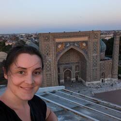 At the top of one of the minarets