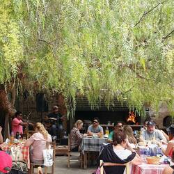 Waking up in the desolate desert and 6h later great food, good wine and live music for lunch...wow