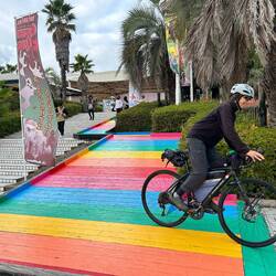 Riding down the rainbow ramp