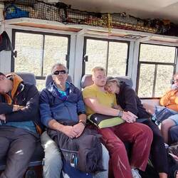 Resting on the bus