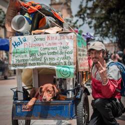 Local man with his dog taxi / Lokaler Typ mit Hunde-Taxi