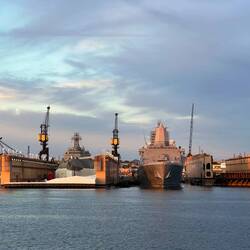 Navy Ships in the sunset