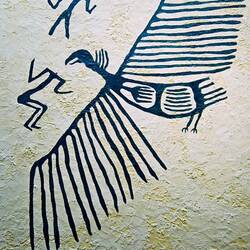 Replica of a vulture and headless (dead) humans in Çatalhöyük.