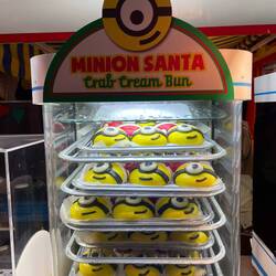 Minions in Santa style in the Universal Studios Themepark in Osaka