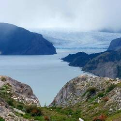 First view of the Grey Glacier