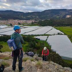 90m high, view of Suesca (and Gregor and Juan)