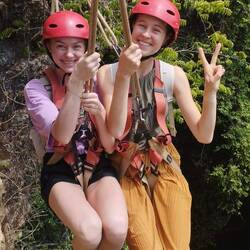 Going 40 m down the cave on the rope