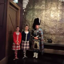 Welcomed with Bagpipes and scottish dancing by these little energetic tap dancers