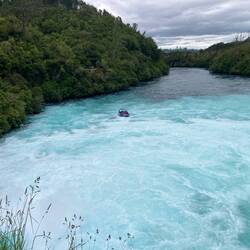 Jetboat at base of rapids.