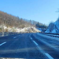 Snow off to the side of the road