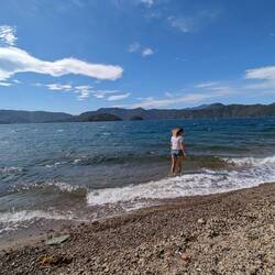 Und zum ersten Mal im Meer in Neuseeland