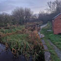 The service building + disused part of the Weston Branch extending beyond the navigable section