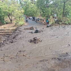 And the tiny road, our last option, also under water