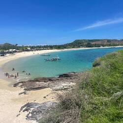 View at the beach from a hill