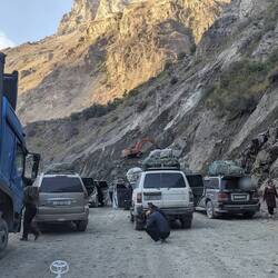 Waiting for the construction workers to take a break...