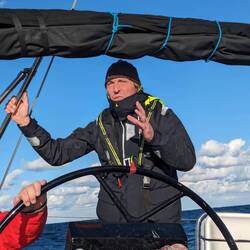 The Captain - Jim - always willing to explain the way around a sailing boat