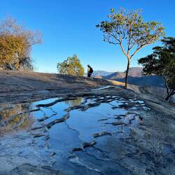 Water flowing down into ponds at Hierve el Agua
