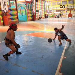 Das traditionelle Ballspiel "Pilota de Maya".