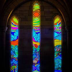 Kangaroos make it into the stained glass window ... St John's Anglican Cathedral — Brisbane, QLD.