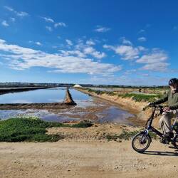 Fietsen langs oude zoutwinning, nu lopen er vogels