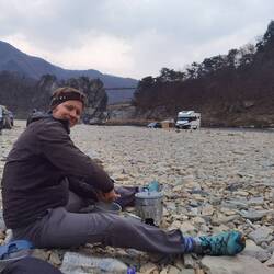 Unser Platz, diesmal teilen wir ihn mit anderen Freistehenden