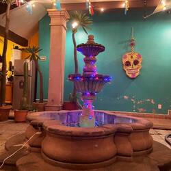 Decorated fountain in the Hostal Central