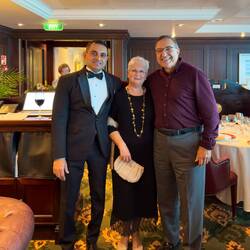 With our crew friend, Fabian ... Polo Grill Restaurant Mgr ... we met him on RTW2023 on Insignia.