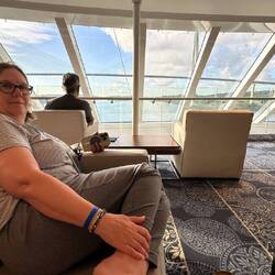 Donna enjoying the view from her couch - Mamosa anybody?