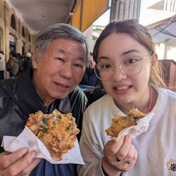 Fried tiny prawn omlete and anemone.