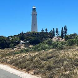 The lighthouse. It was a hot hard bike ride up there!