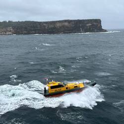 It's rocky out here as the pilot boat gets into position