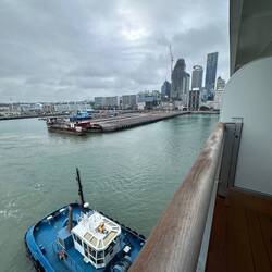 Tugs pushing us into dock.