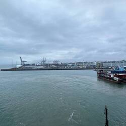 The working port - note the cars. Don't know if they are coming or going.