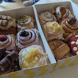 Coffee stop demonstrating the benefit of travelling in numbers: "1 of each, please"