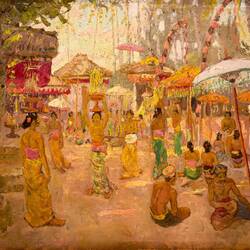 "Temple de Bancal w/Balinese Figures" ... by A.J. le Mayeur @ Museum Pasifika — Nusa Dua ... Bali.