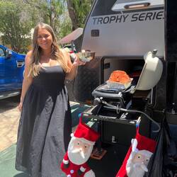 Beth worked some culinary magic glazing the ham in the Weber