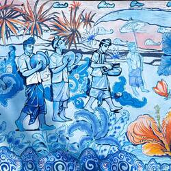 Part of a mural at Pura Tanah Lot — Bali, Indonesia.
