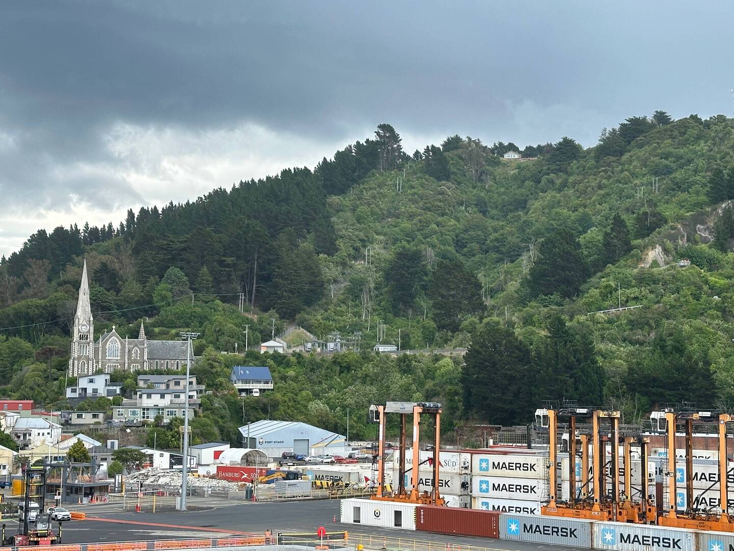 The storm is coming in over Port Chalmers