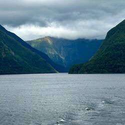 Looking further up Doubtful Sound where it narrows dramatically.