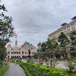 Plaza with statue of Ho Chi Minh and the People's Committee building in the background