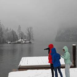 A brief lakeside exploration had given us reason to need warming up.