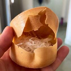 Kokosteigkapsel mit Kokosraspel gefüllt 😍