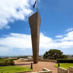 The Stele is shaped like the prow of the ship ... HMAS Sydney II Memorial — Geraldton, WA.