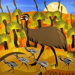 "Old Man Emu" by H. Ansell — Geraldton Regional Art Museum.