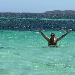 Taking a dip at Salmon Bay — Rottnest Island, WA.