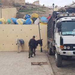 Vom LKW auf den Esel...Warentransport in die Medina