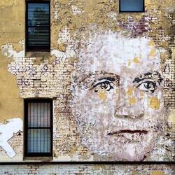 "Dame Dorothy Tangney" ... by Vhils ... depicting first woman member of the Australian Parliament.