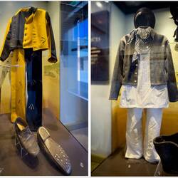 Punishment garb (left) and convict uniform at Fremantle Prison.