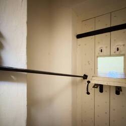 The security bar on the inner door of a solitary confinement cell at Fremont Prison.