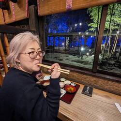 Dinner time, while watching the snow